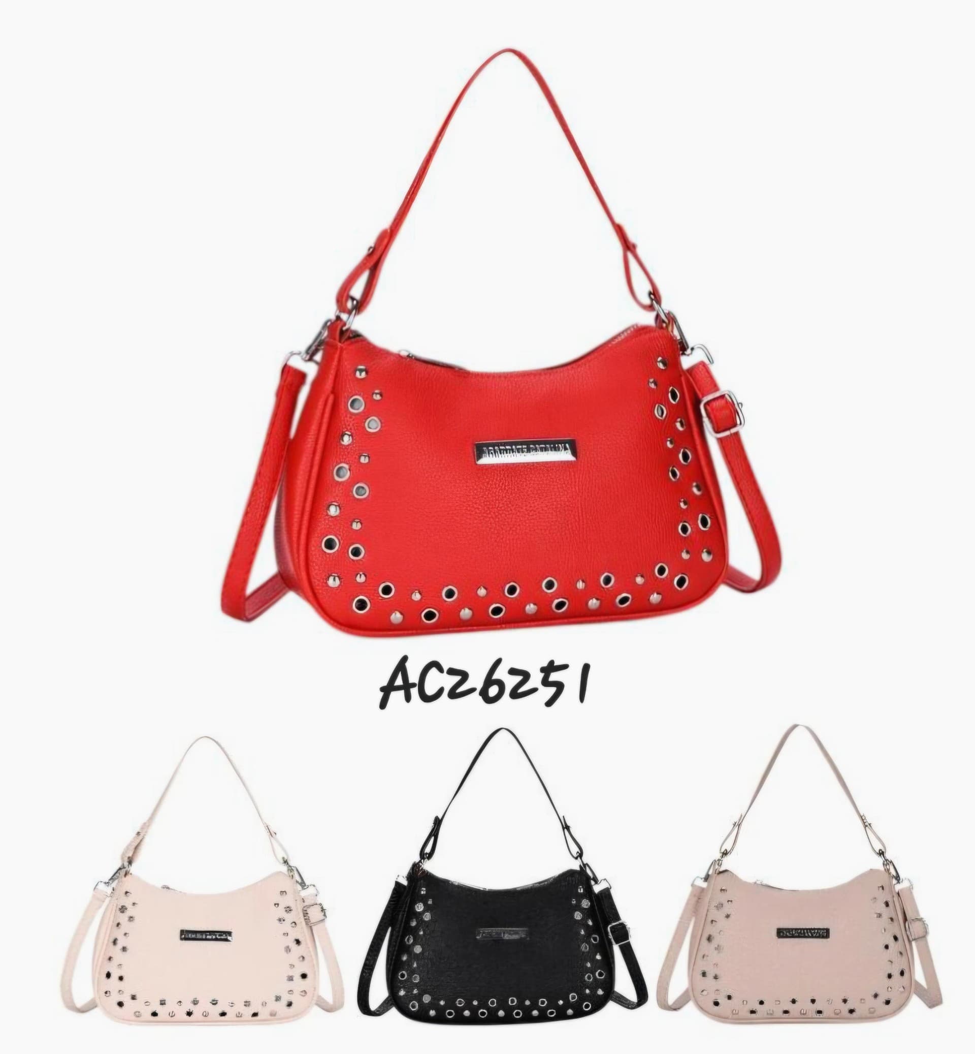 Cartera Agárrate Catalina Con Tachas Doble Correa